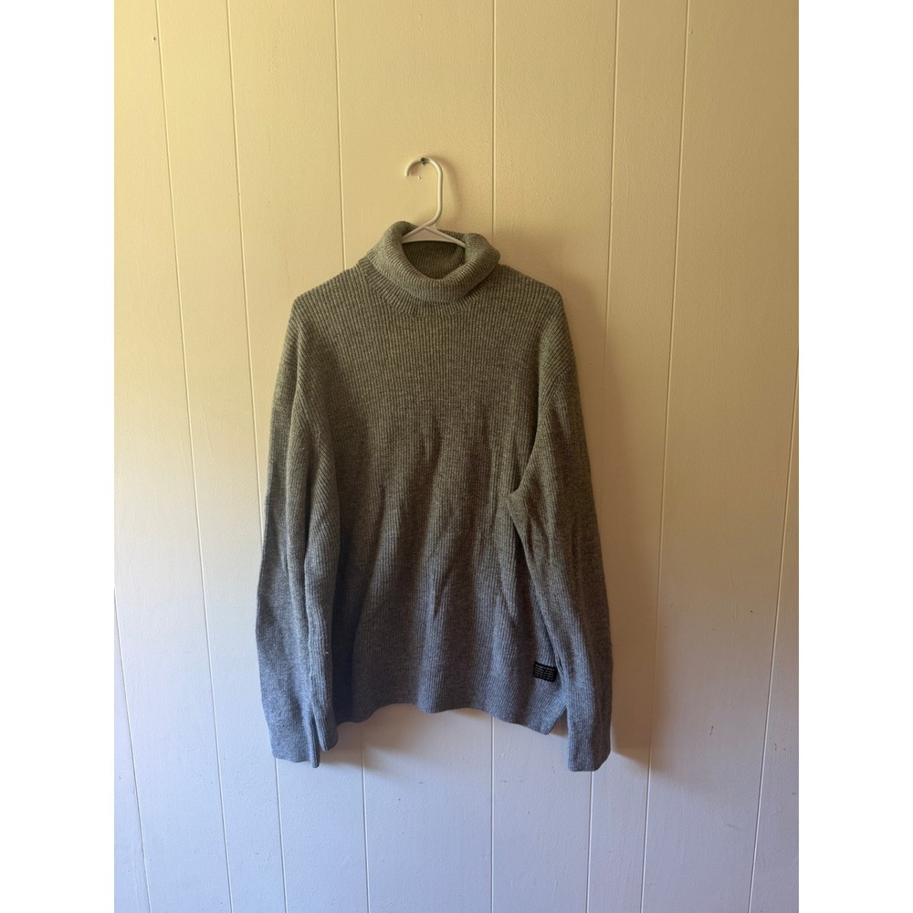 HM LOGG Mens Grey Ribbed Knit Turtleneck Sweater XL Long Sleeve Roll Neck